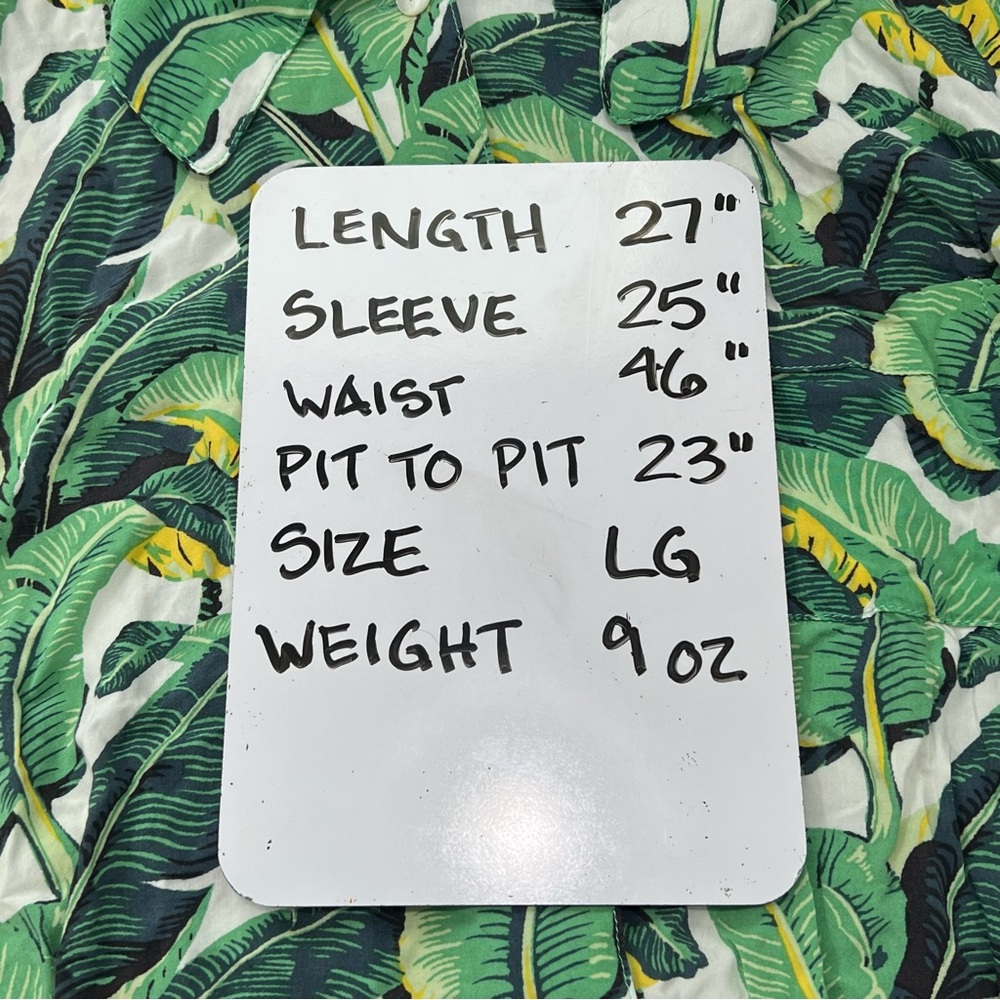 Masini & Chern Tropical Hawaiian Banana‎ Leaf Print Button-Up PJ Shirt Large - Picture 6 of 6